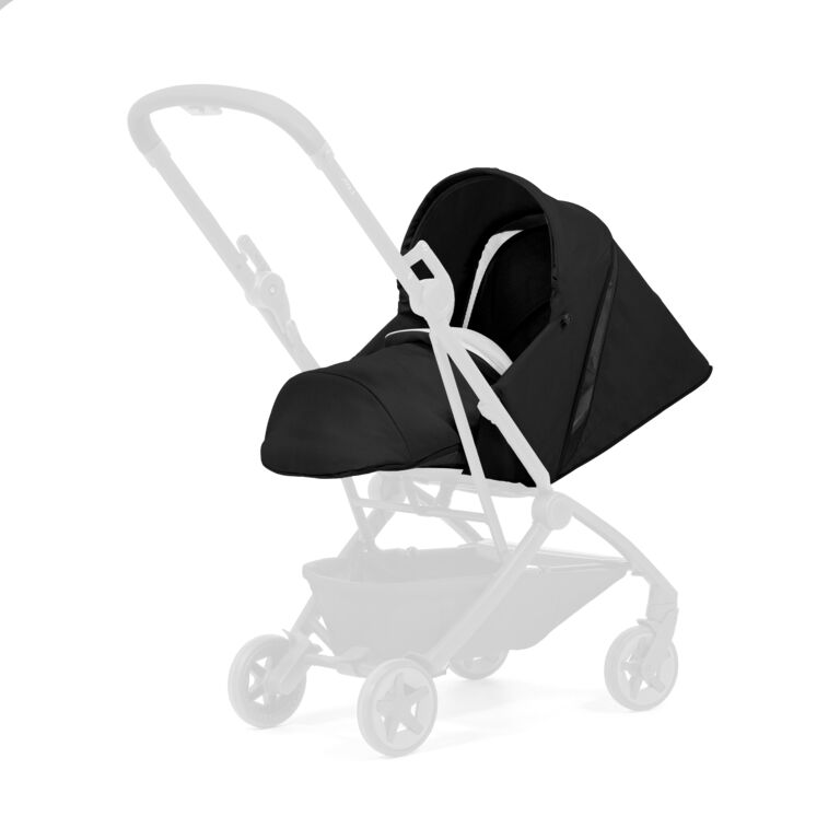 Medium-Joolz Aer2 Nest to seat_Recline position_With cover_Perspective Side View_Space black_highlighted