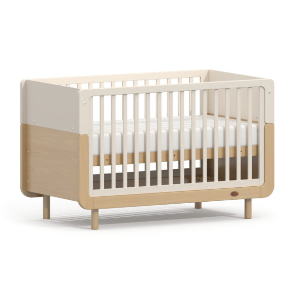 Boori Ocean Cot Bed Convertible Baby Cot in European Beech and Plywood, 0–6 Years (Soft White/Beech)